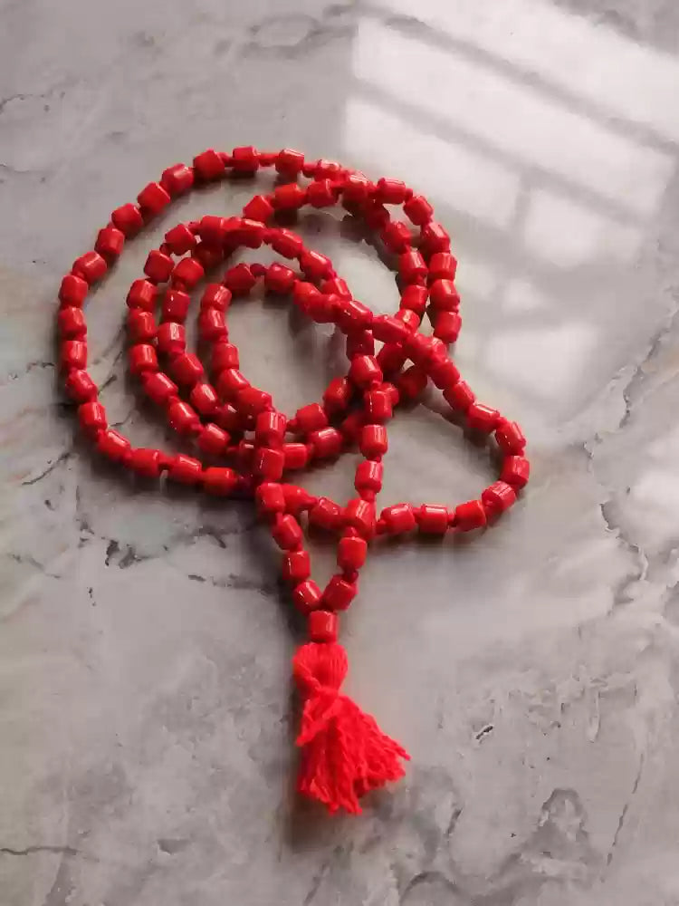 Lal Munga Siddha Mala | Red Coral Gemstone Mala for Strength & Protection